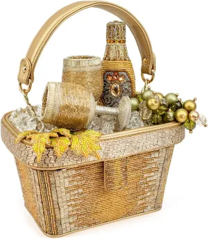 Mary Frances Chilled Beaded Wine Top Handle Handbag, Gold