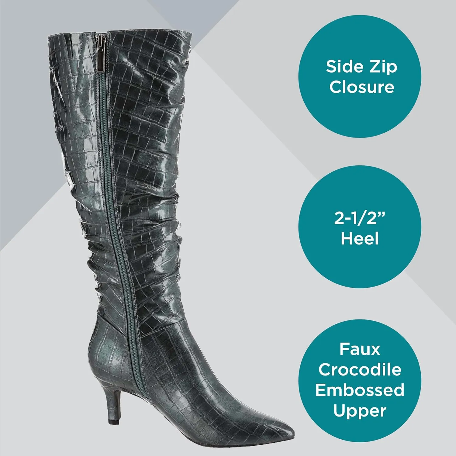 Masseys Women's Taylor Crocodile-Embossed Slouchy Boot