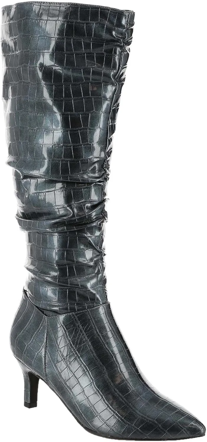 Masseys Women's Taylor Crocodile-Embossed Slouchy Boot