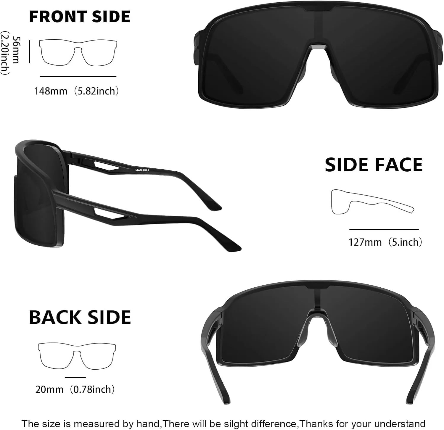 MAXJULI Polarized Cycling Sunglasses for Men Women, Windproof Outdoor Sports Running UV400 Protection Sun Glasses 8214