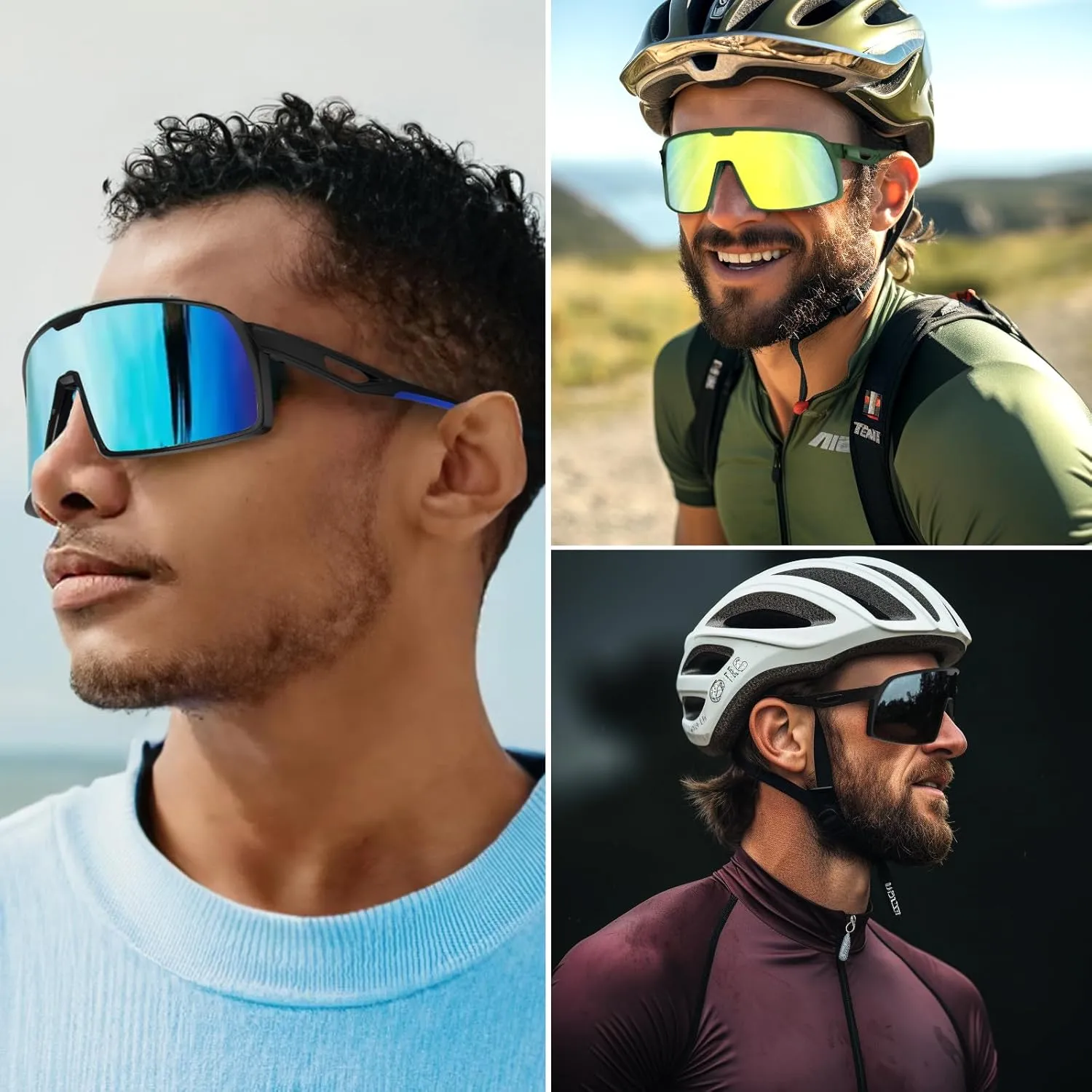 MAXJULI Polarized Cycling Sunglasses for Men Women, Windproof Outdoor Sports Running UV400 Protection Sun Glasses 8214