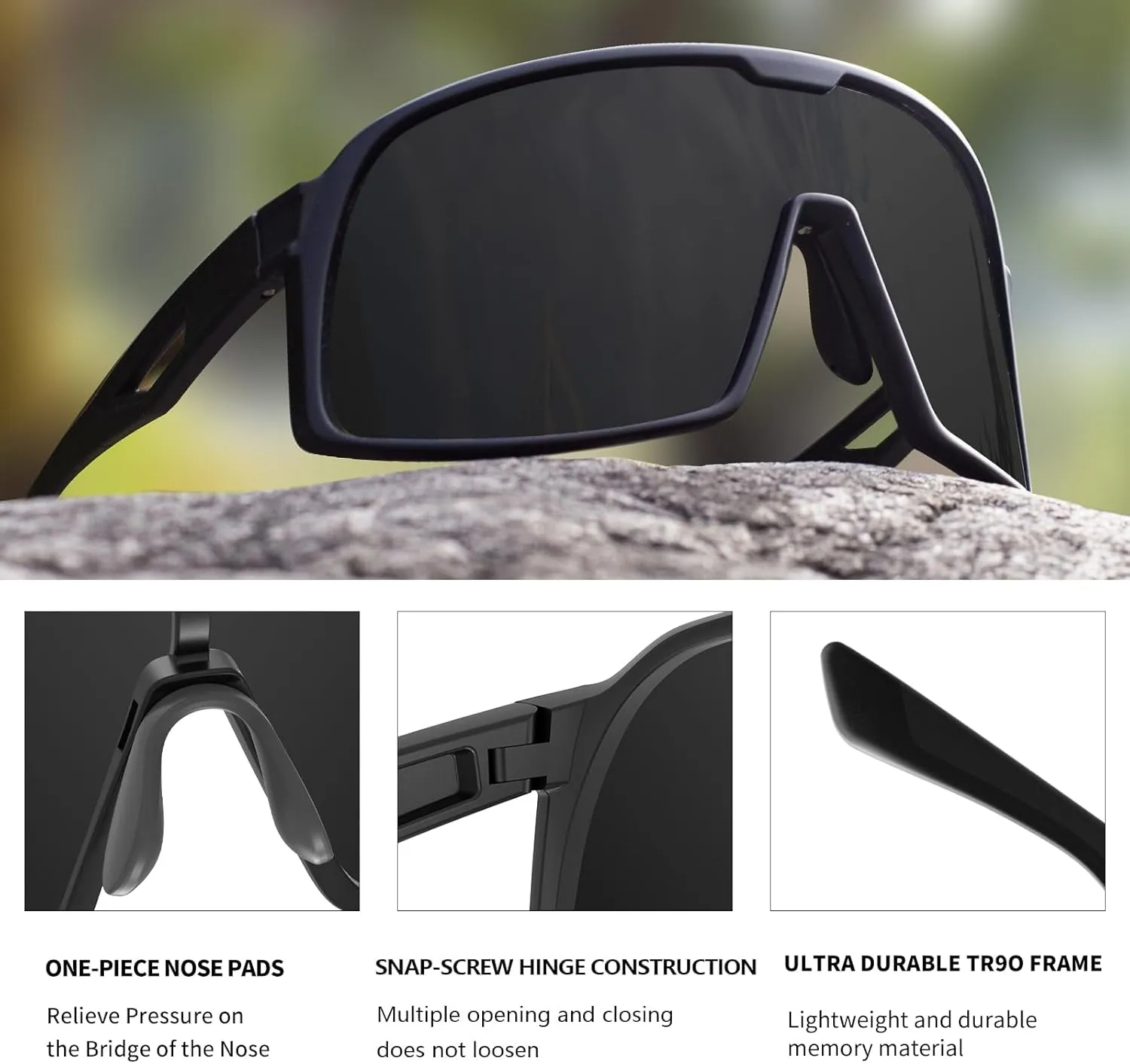 MAXJULI Polarized Cycling Sunglasses for Men Women, Windproof Outdoor Sports Running UV400 Protection Sun Glasses 8214