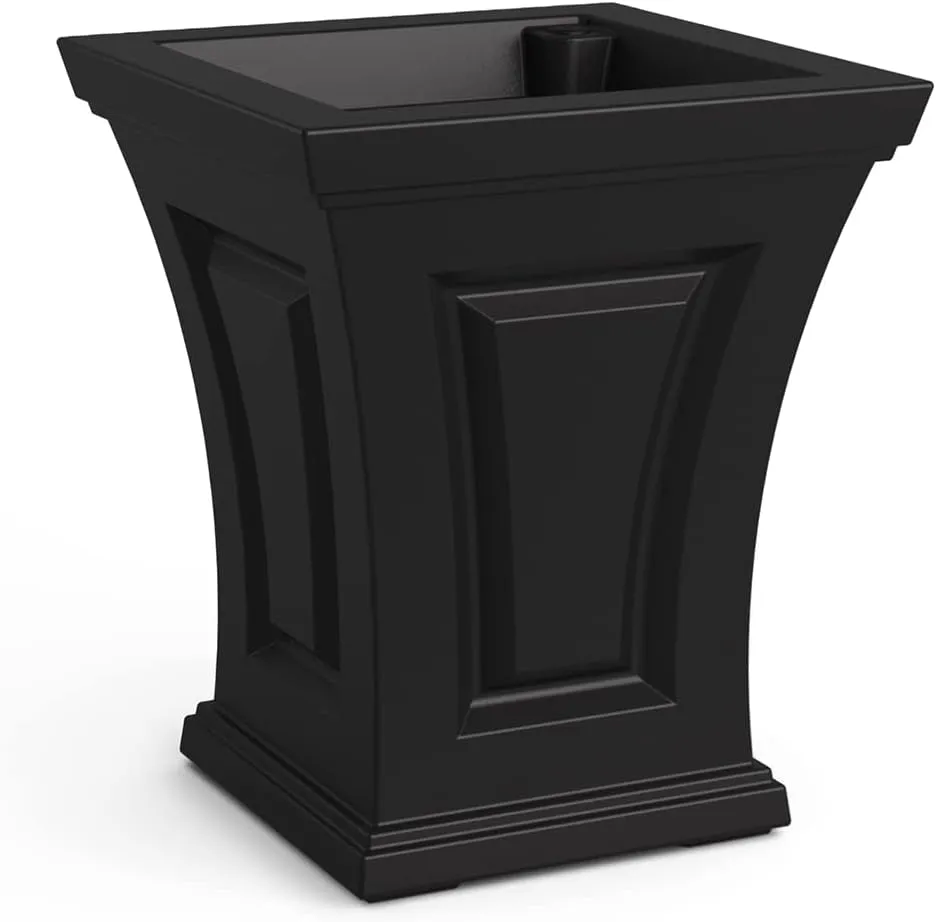 Mayne Cambridge 18in Tall Planter - Black - 15.4in L x 15.4in W x 18in H - Polyethylene - Built-in Water Reservoir (4870-B)