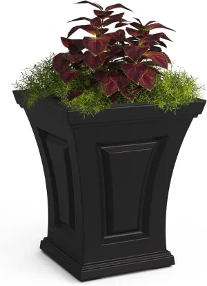 Mayne Cambridge 18in Tall Planter - Black - 15.4in L x 15.4in W x 18in H - Polyethylene - Built-in Water Reservoir (4870-B)