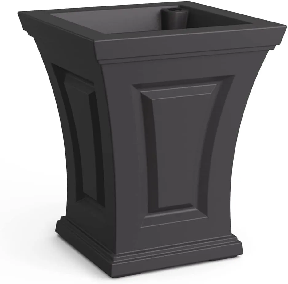 Mayne Cambridge 18in Tall Planter - Graphite Grey - 15.4in x 15.4in x 18in - with Built-in Water Reservoir (4870-GRG)