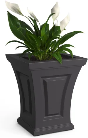 Mayne Cambridge 18in Tall Planter - Graphite Grey - 15.4in x 15.4in x 18in - with Built-in Water Reservoir (4870-GRG)
