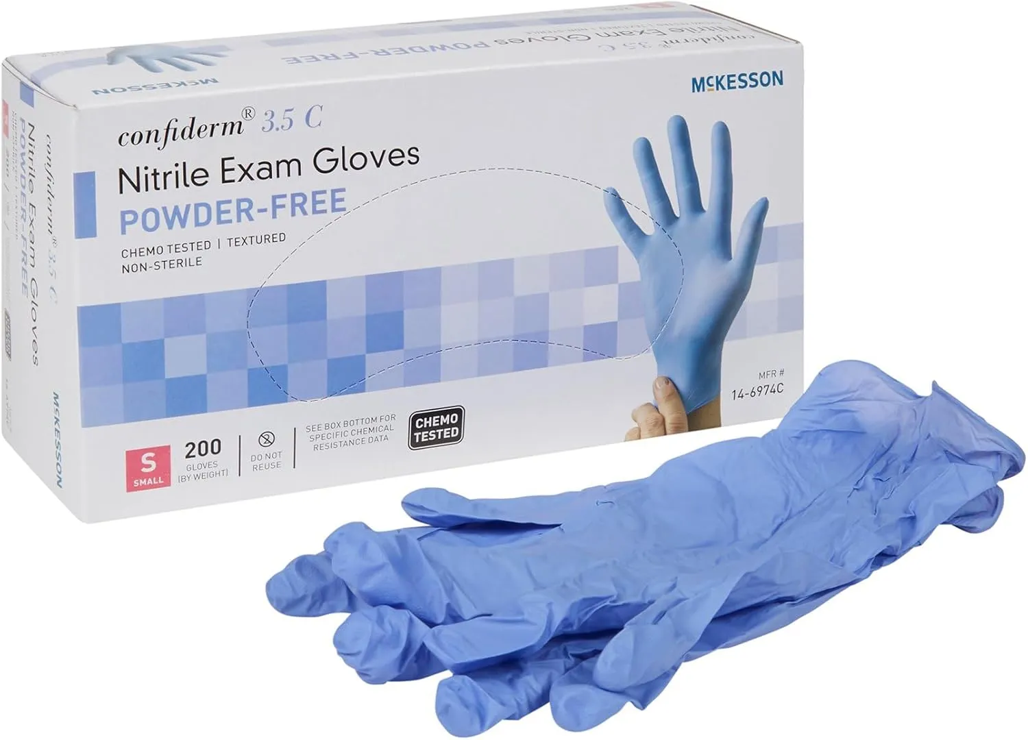 McKesson Confiderm 3.5C Nitrile Exam Gloves - Powder-Free, Latex-Free, Ambidextrous, Non-Sterile