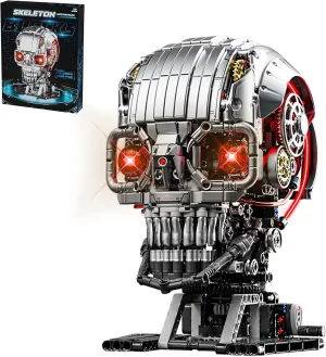 Mechanical Skull Building Block Set 1099  Pieces 3D Poseable Model with Mandibular Teeth Bite Drive for STEM Toys for Kids & Adults Perfect for Horror Fans & Gothic Room Decor
