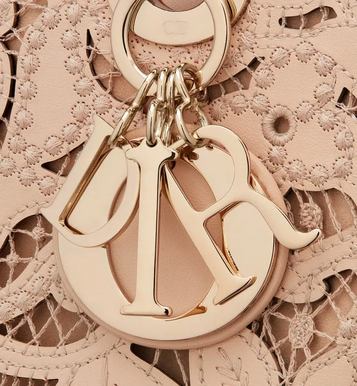 Medium Lady Dior Bag • Sand Pink Calfskin and D-Lace Embroidery with Macramé Effect