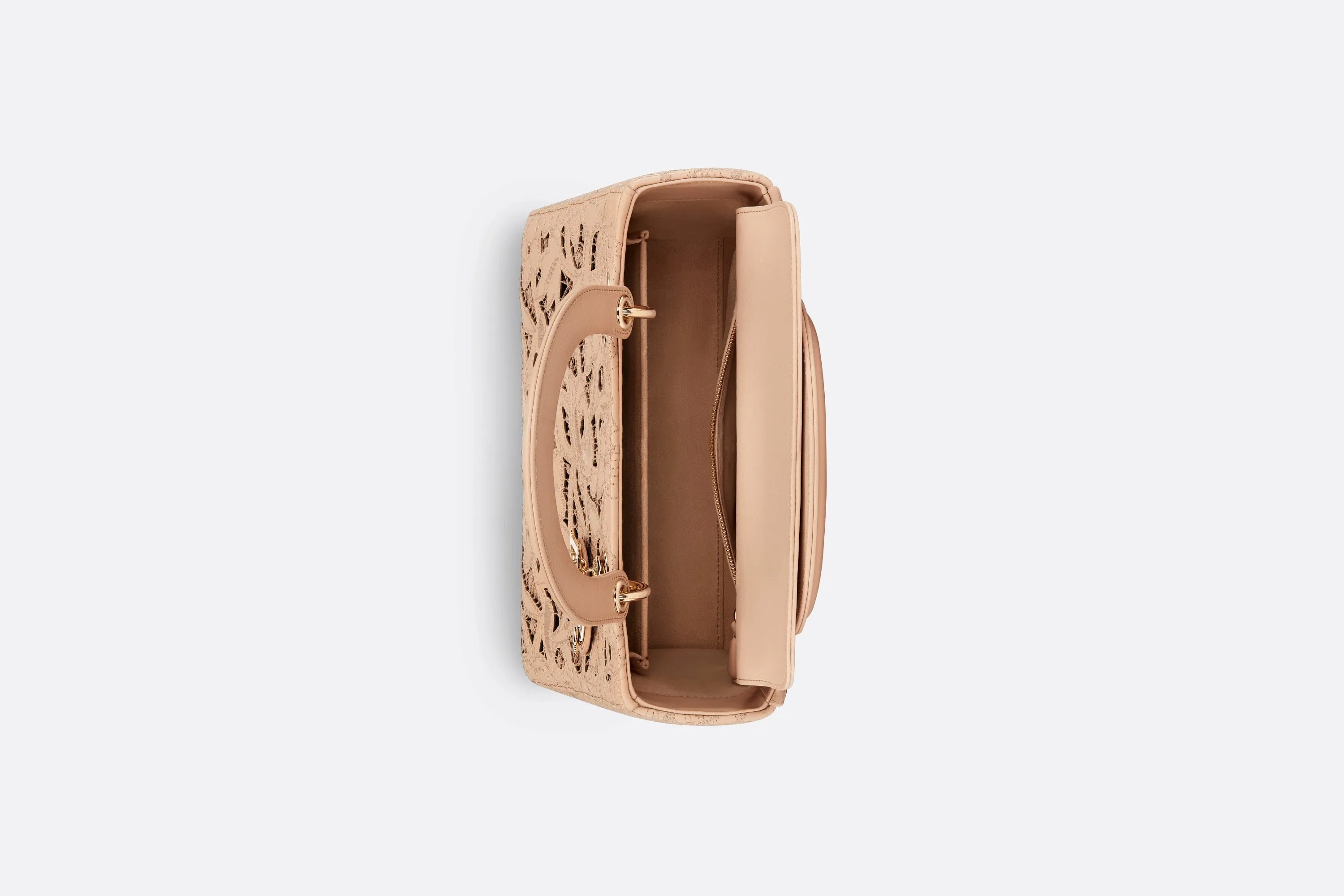 Medium Lady Dior Bag • Sand Pink Calfskin and D-Lace Embroidery with Macramé Effect
