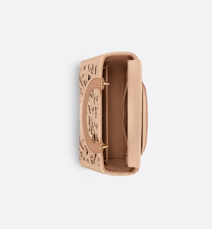Medium Lady Dior Bag • Sand Pink Calfskin and D-Lace Embroidery with Macramé Effect
