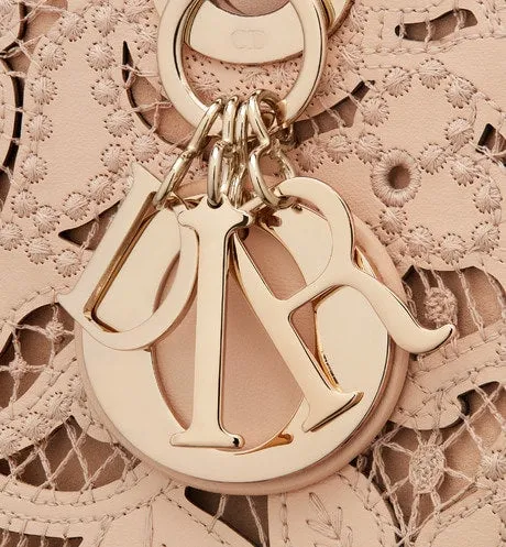 Medium Lady Dior Bag • Sand Pink Calfskin and D-Lace Embroidery with Macramé Effect