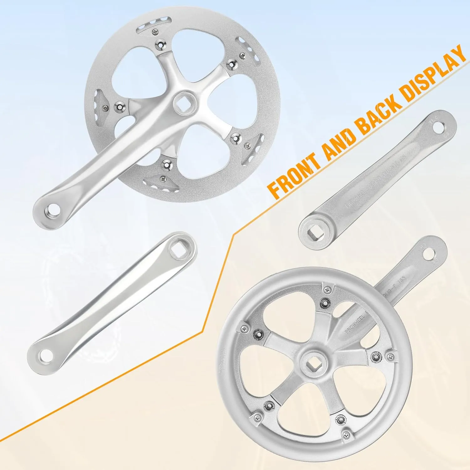 MEGHNA Bicycle Crankset 42/46/52 Teeth for 6-10 Speed Gears Lightweight Aluminum Alloy 165mm Crank Arm Dual Chain Guards for Mountain Bike Folding Bike E-Bike Cruiser Bike Square Taper