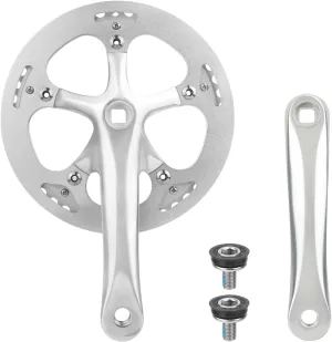 MEGHNA Bicycle Crankset 42/46/52 Teeth for 6-10 Speed Gears Lightweight Aluminum Alloy 165mm Crank Arm Dual Chain Guards for Mountain Bike Folding Bike E-Bike Cruiser Bike Square Taper