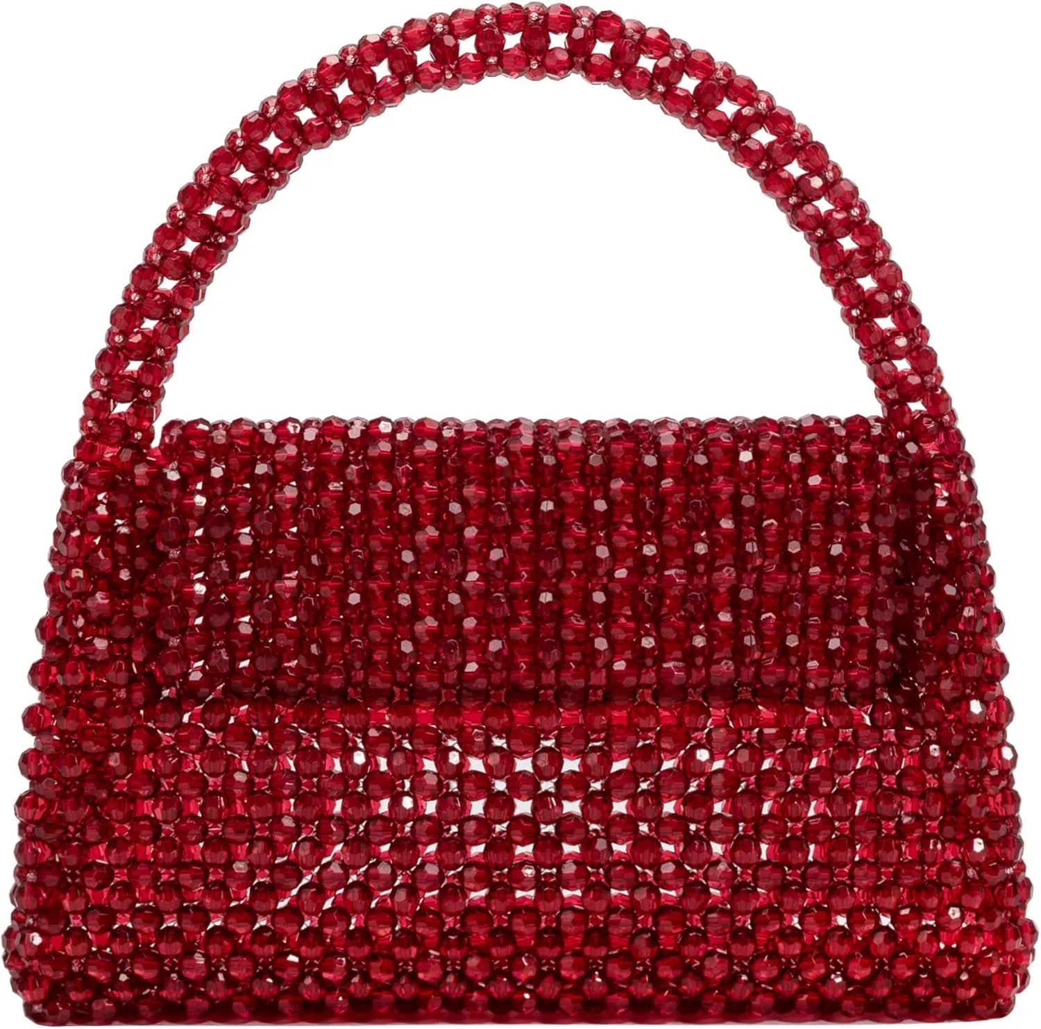 Melie Bianco Sherry Bag - Womens Luxury Beaded Handbag - Fancy Foldover Purse with Top Handle