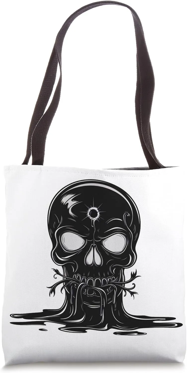 Melting Skull: Symbol of Decline and Transformation Tote Bag