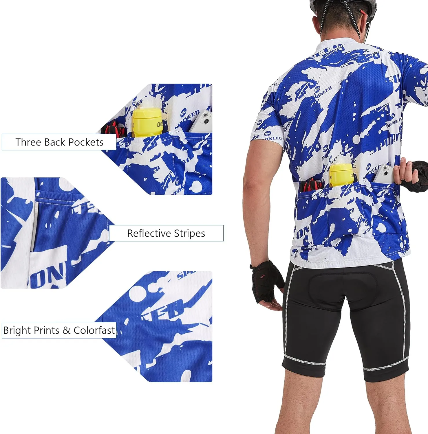 Men Bike Jersey Short Sleeve Road Cycling Shirts Biking Tops Moisture Wicking