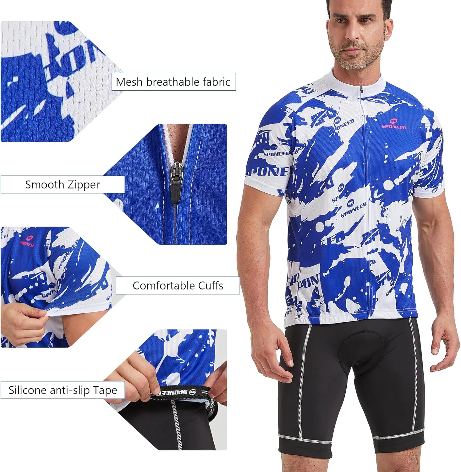 Men Bike Jersey Short Sleeve Road Cycling Shirts Biking Tops Moisture Wicking
