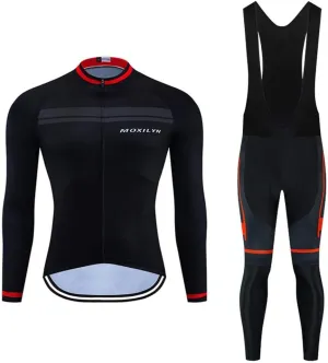 Men Cycling Jersey Set Long Sleeve Pro Cycling Clothes Riding Quick Dry Jacket   Cycling Bib with 9D Pad - Bike Clothing Kit