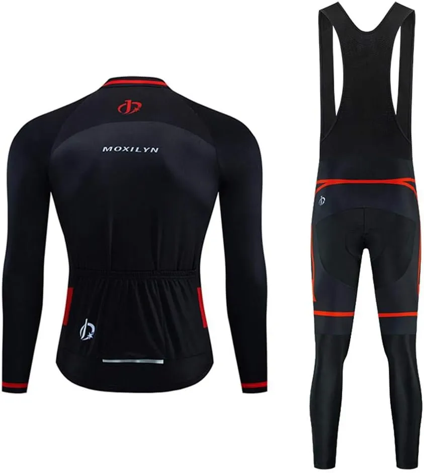 Men Cycling Jersey Set Long Sleeve Pro Cycling Clothes Riding Quick Dry Jacket   Cycling Bib with 9D Pad - Bike Clothing Kit