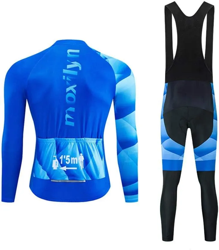 Men Cycling Jersey Set Long Sleeve Pro Cycling Clothes Riding Quick Dry Jacket   Cycling Bib with 9D Pad - Bike Clothing Kit
