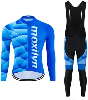 Men Cycling Jersey Set Long Sleeve Pro Cycling Clothes Riding Quick Dry Jacket   Cycling Bib with 9D Pad - Bike Clothing Kit