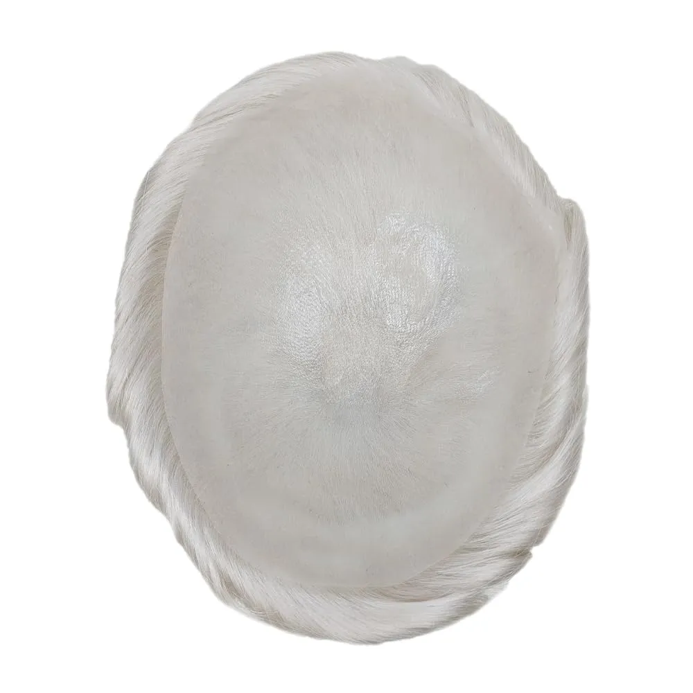 Men Toupee Hair System European Human Hair Replacement For Men Ultra Thin Skin Toupee For MenV-loop Hairpiece (#1820 18# MEDIUM BLONDE WITH 20% SYNTHETIC GREY, 8x10"-100% Light Med-Light Density)