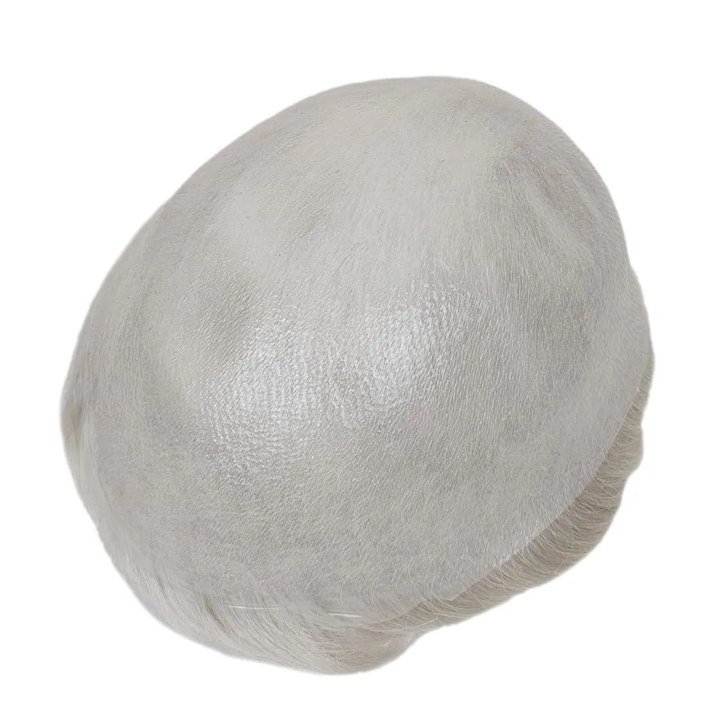 Men Toupee Hair System European Human Hair Replacement For Men Ultra Thin Skin Toupee For MenV-loop Hairpiece (#1820 18# MEDIUM BLONDE WITH 20% SYNTHETIC GREY, 8x10"-100% Light Med-Light Density)