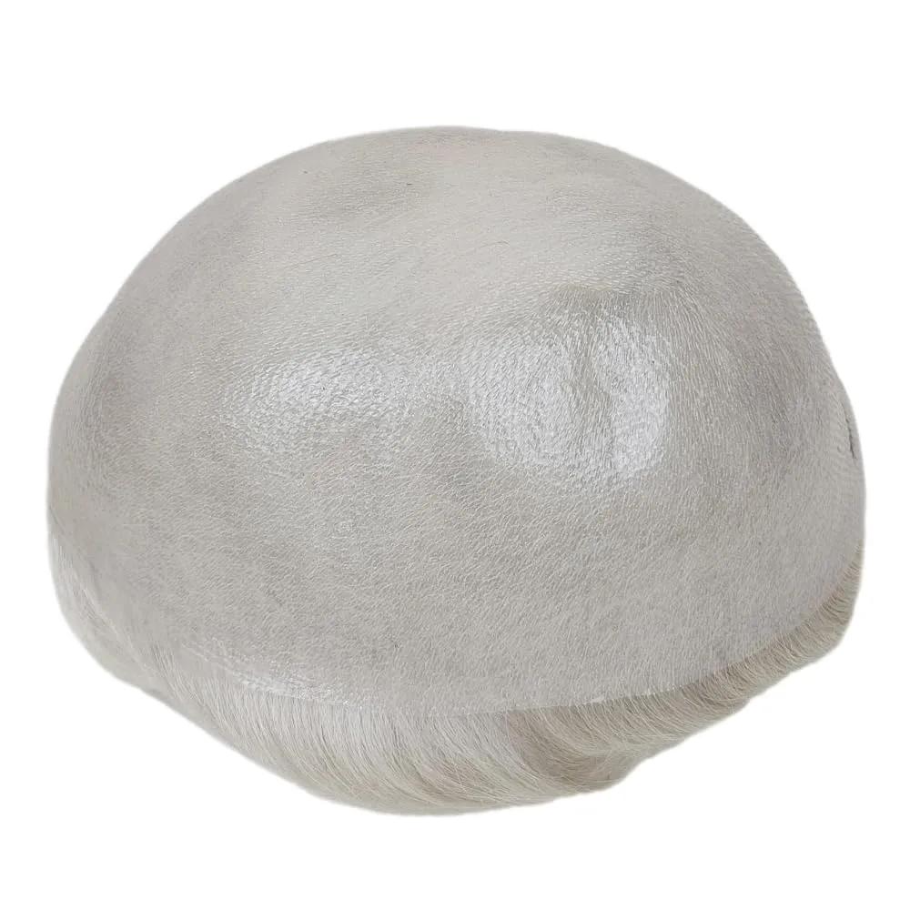 Men Toupee Hair System European Human Hair Replacement For Men Ultra Thin Skin Toupee For MenV-loop Hairpiece (#1820 18# MEDIUM BLONDE WITH 20% SYNTHETIC GREY, 8x10"-100% Light Med-Light Density)