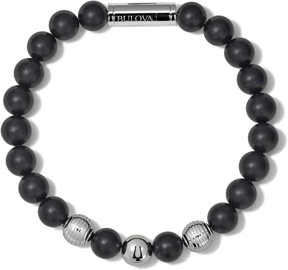 Men's Classic Beaded Bracelet with Cylinder Clasp