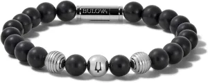Men's Classic Beaded Bracelet with Cylinder Clasp