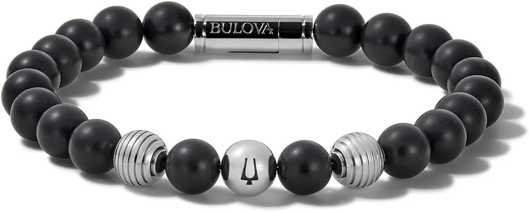 Men's Classic Beaded Bracelet with Cylinder Clasp