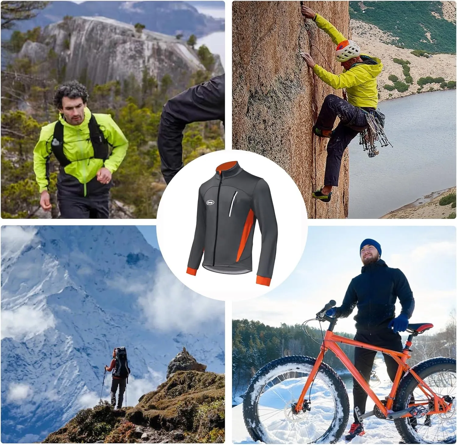 Men's Cycling Bike Jacket Winter Windproof Thermal Softshell Jacket Warm Fleece Reflective Running Jacket