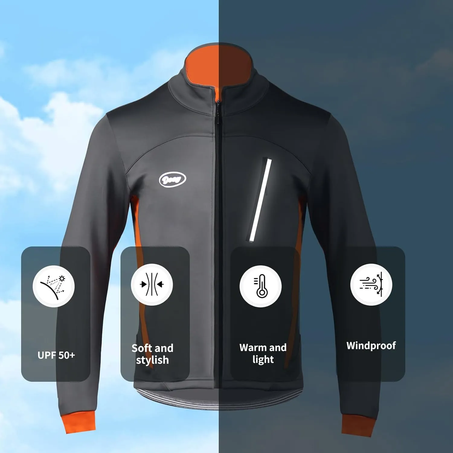 Men's Cycling Bike Jacket Winter Windproof Thermal Softshell Jacket Warm Fleece Reflective Running Jacket