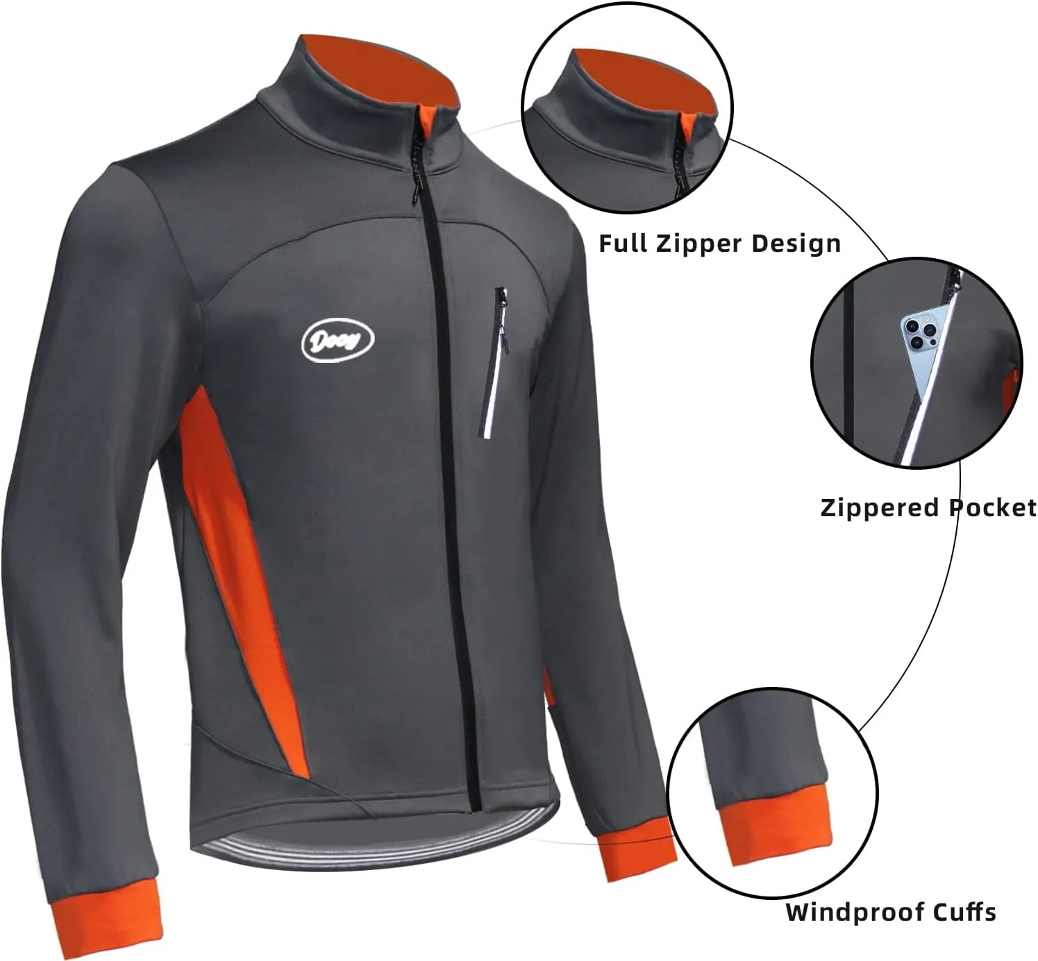 Men's Cycling Bike Jacket Winter Windproof Thermal Softshell Jacket Warm Fleece Reflective Running Jacket