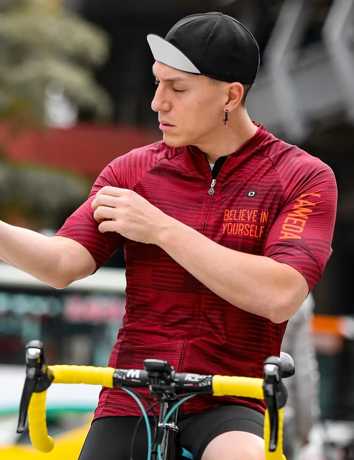 Men's Cycling Jersey Breathable Lightweight Short Sleeve Elastic Pro Road Bike Shirt Full Zip