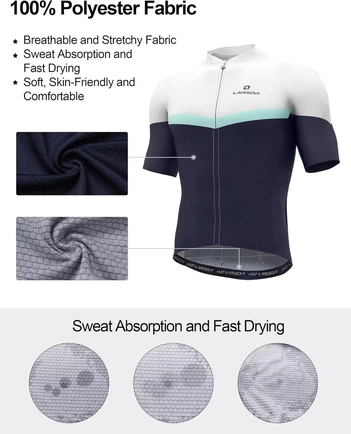 Men's Cycling Jersey Breathable Lightweight Short Sleeve Elastic Pro Road Bike Shirt Full Zip