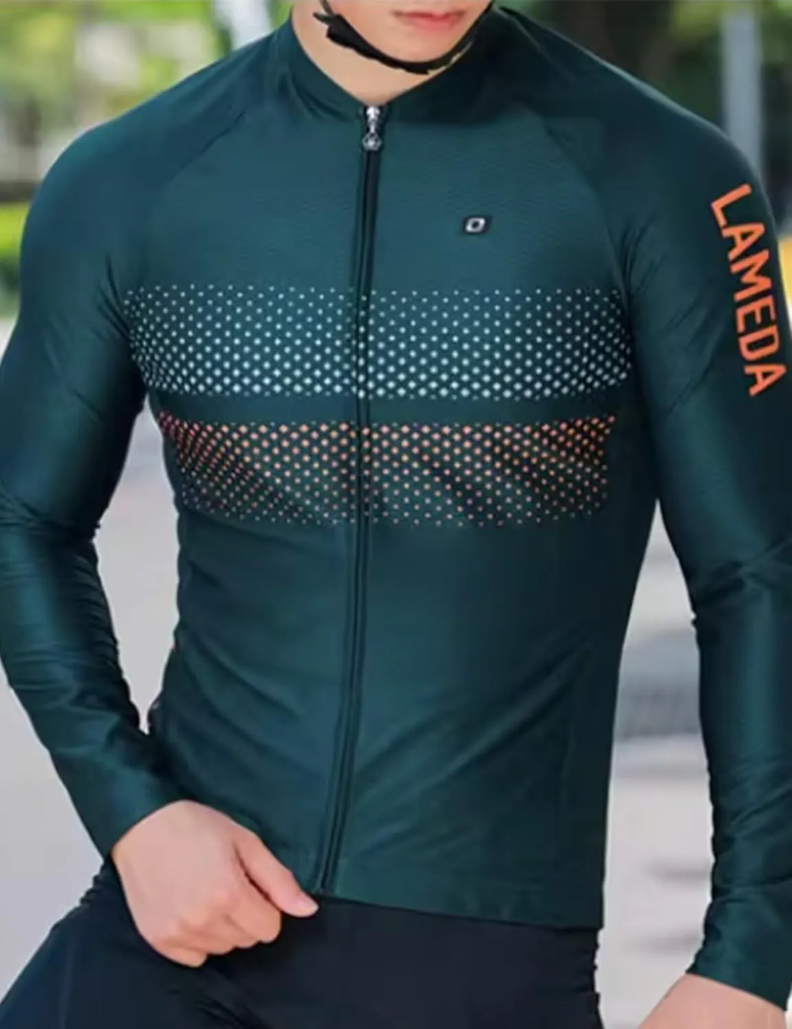 Men's Cycling Jersey Long Sleeve, Breathable Moisture Wicking Bike Shirt, Lightweight Biking Shirt with 3 Rear Pockets