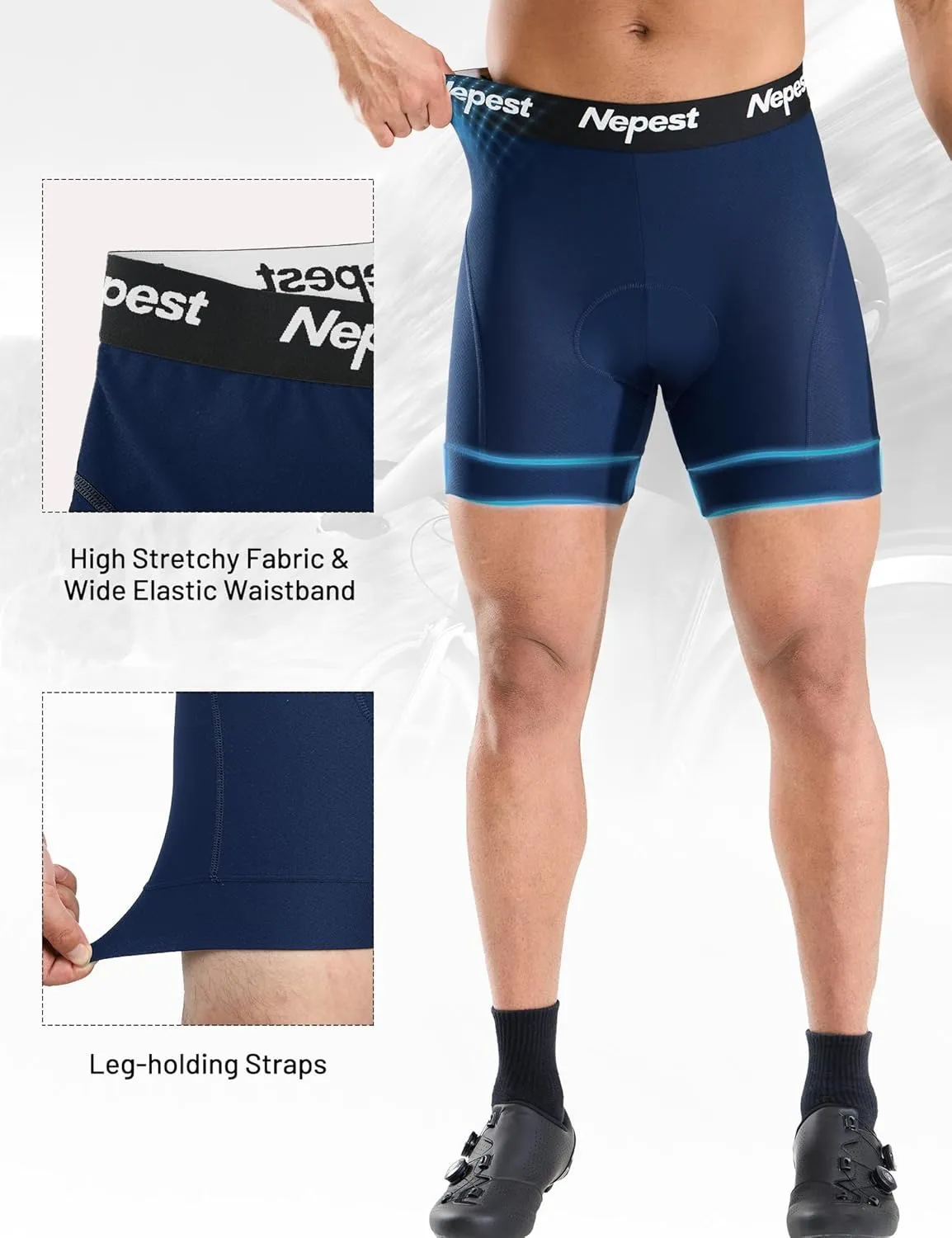 Mens Cycling Underwear 4D Padded Bike Shorts MTB Liner Mountain Bicycle Tights for Riding