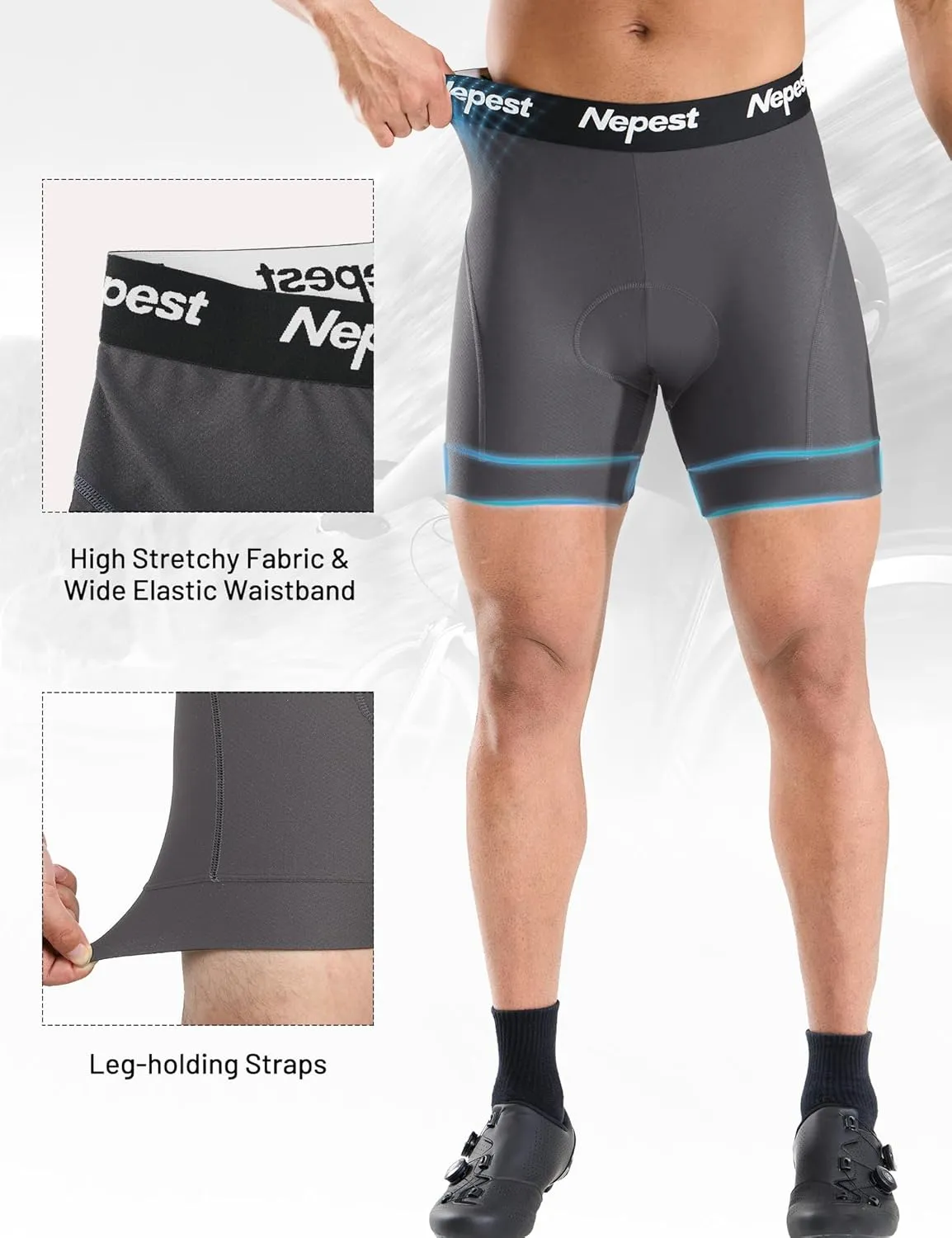 Mens Cycling Underwear 4D Padded Bike Shorts MTB Liner Mountain Bicycle Tights for Riding