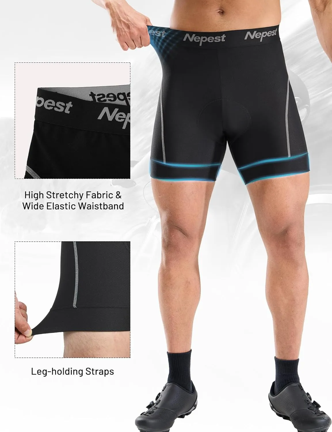 Mens Cycling Underwear 4D Padded Bike Shorts MTB Liner Mountain Bicycle Tights for Riding