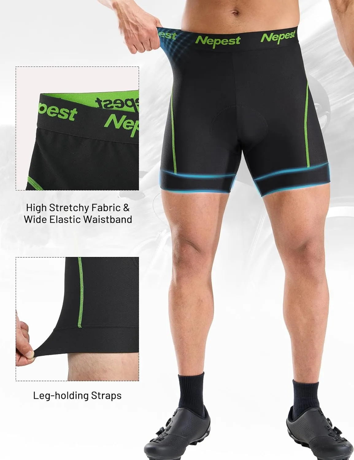 Mens Cycling Underwear 4D Padded Bike Shorts MTB Liner Mountain Bicycle Tights for Riding