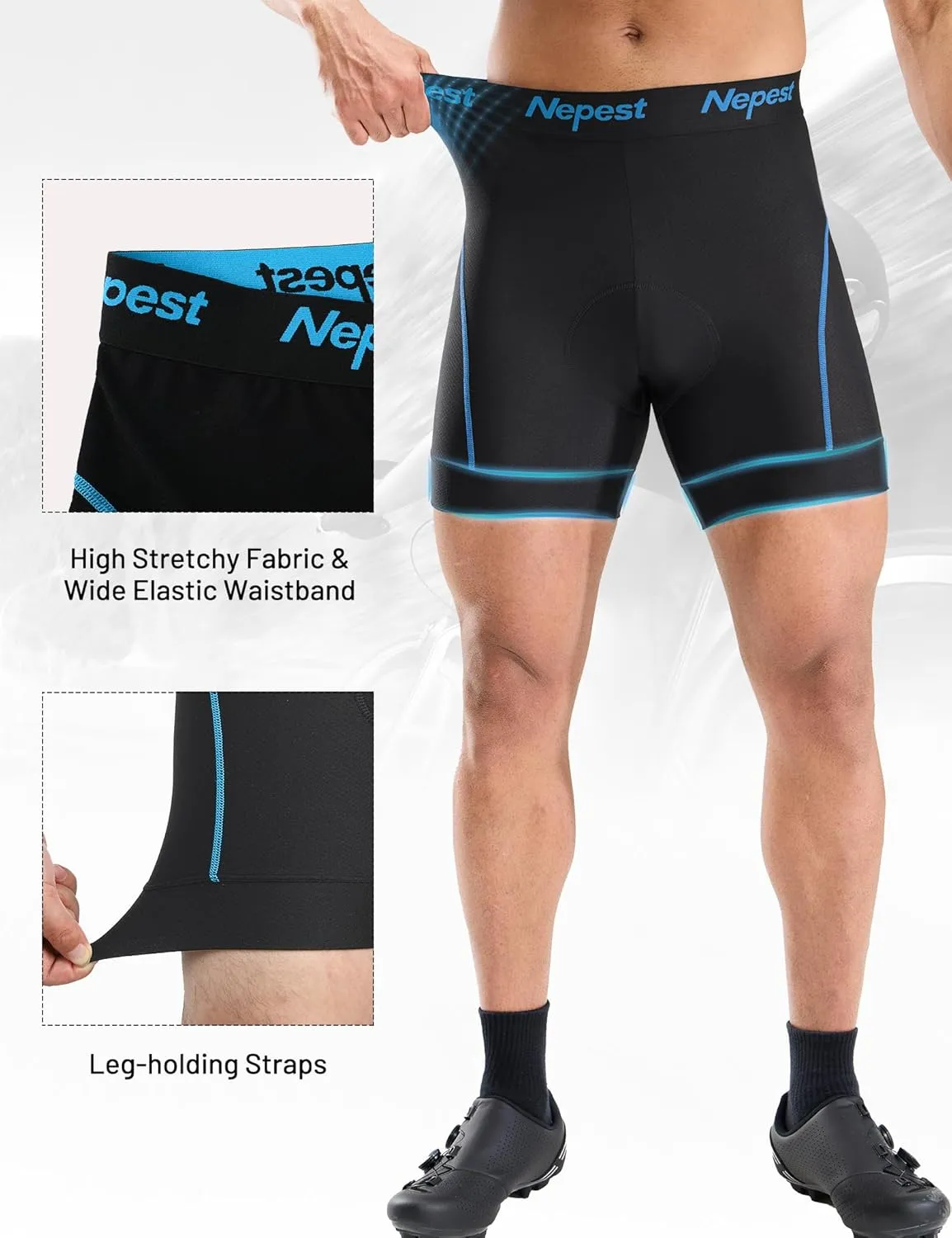 Mens Cycling Underwear 4D Padded Bike Shorts MTB Liner Mountain Bicycle Tights for Riding