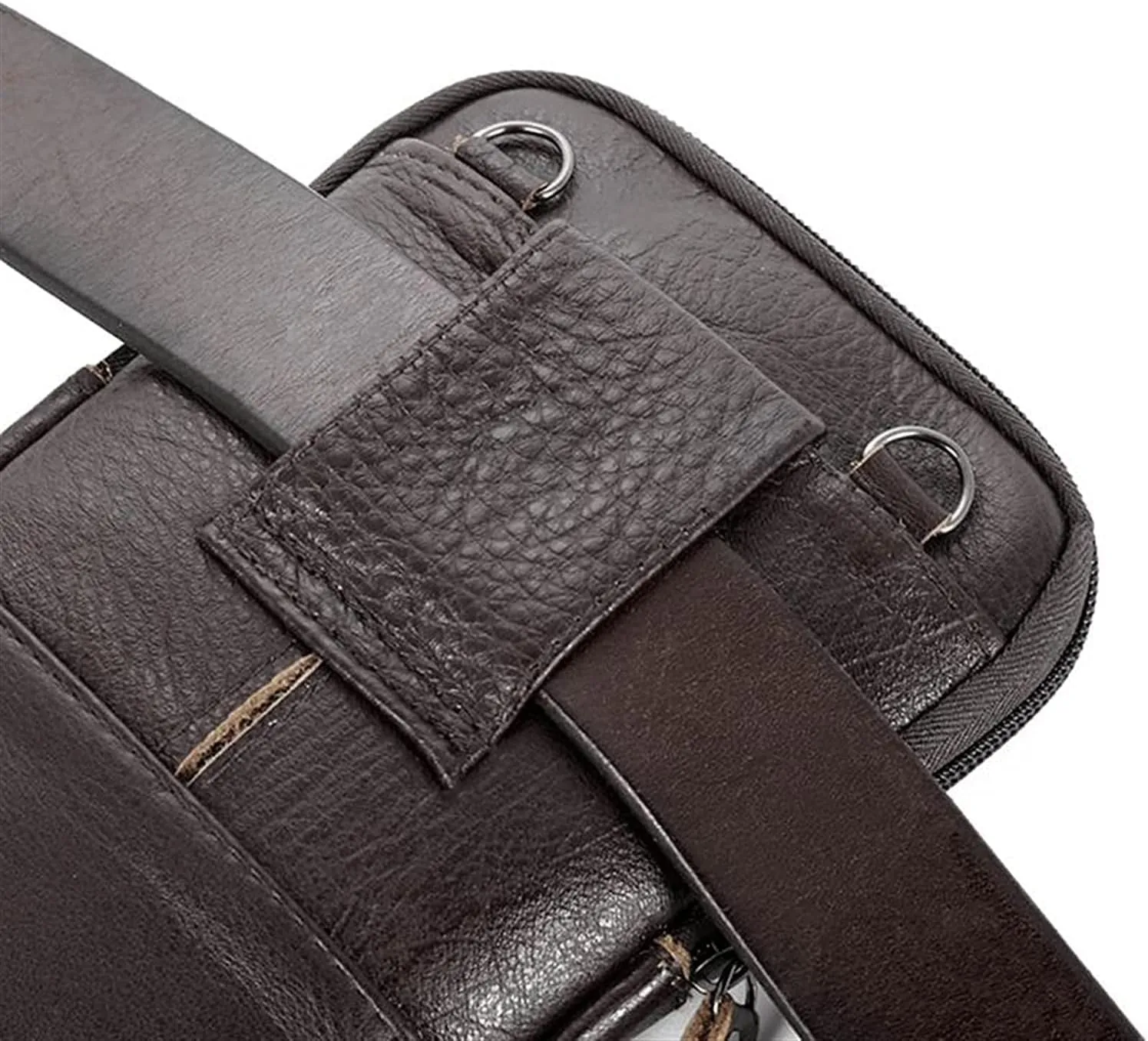 Men's Leather Fashion Phone Pouch Belt Bag Shoulder Crossbody Fanny Pack Small Crossbody Bag(Black)