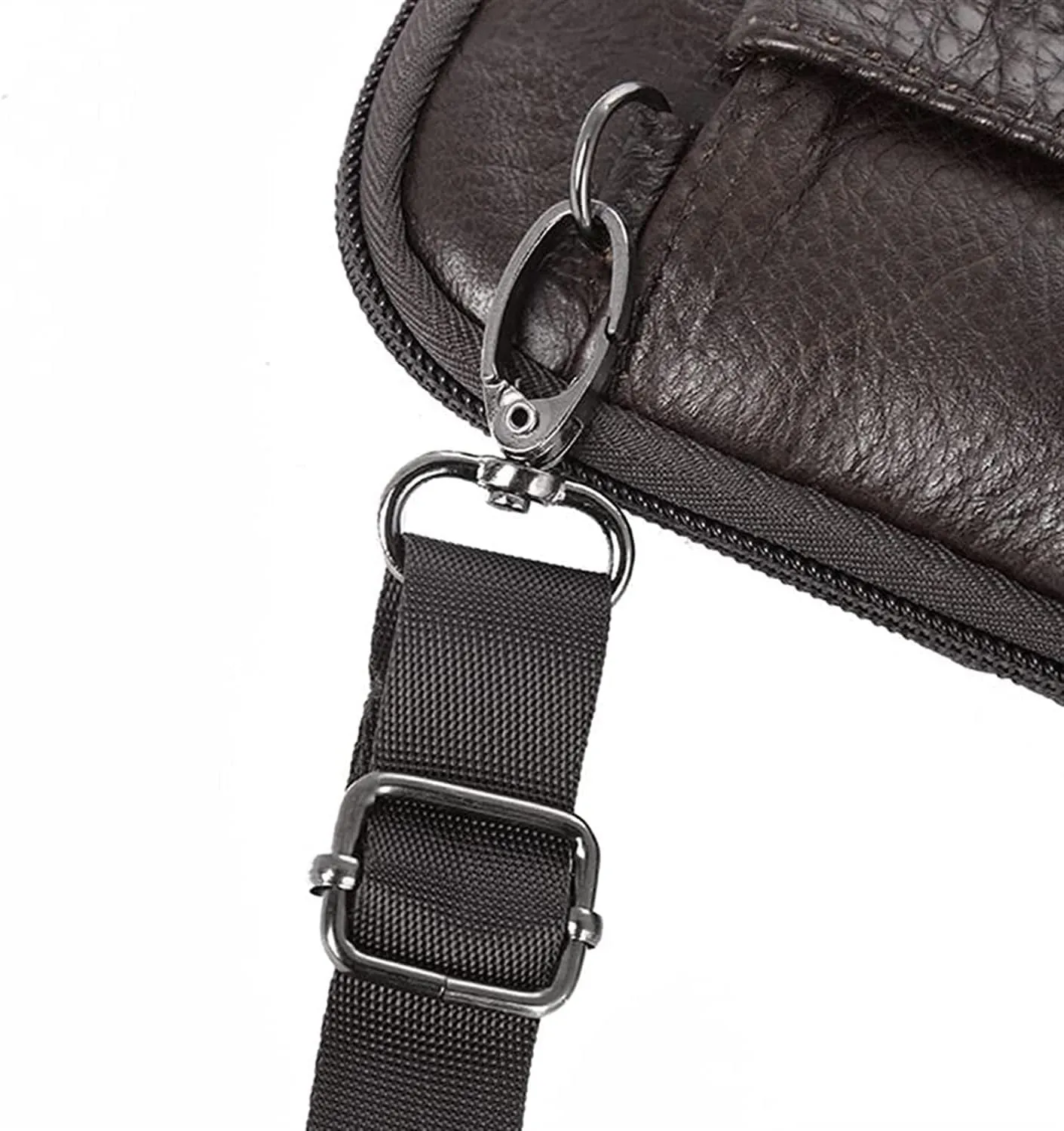 Men's Leather Fashion Phone Pouch Belt Bag Shoulder Crossbody Fanny Pack Small Crossbody Bag(Black)