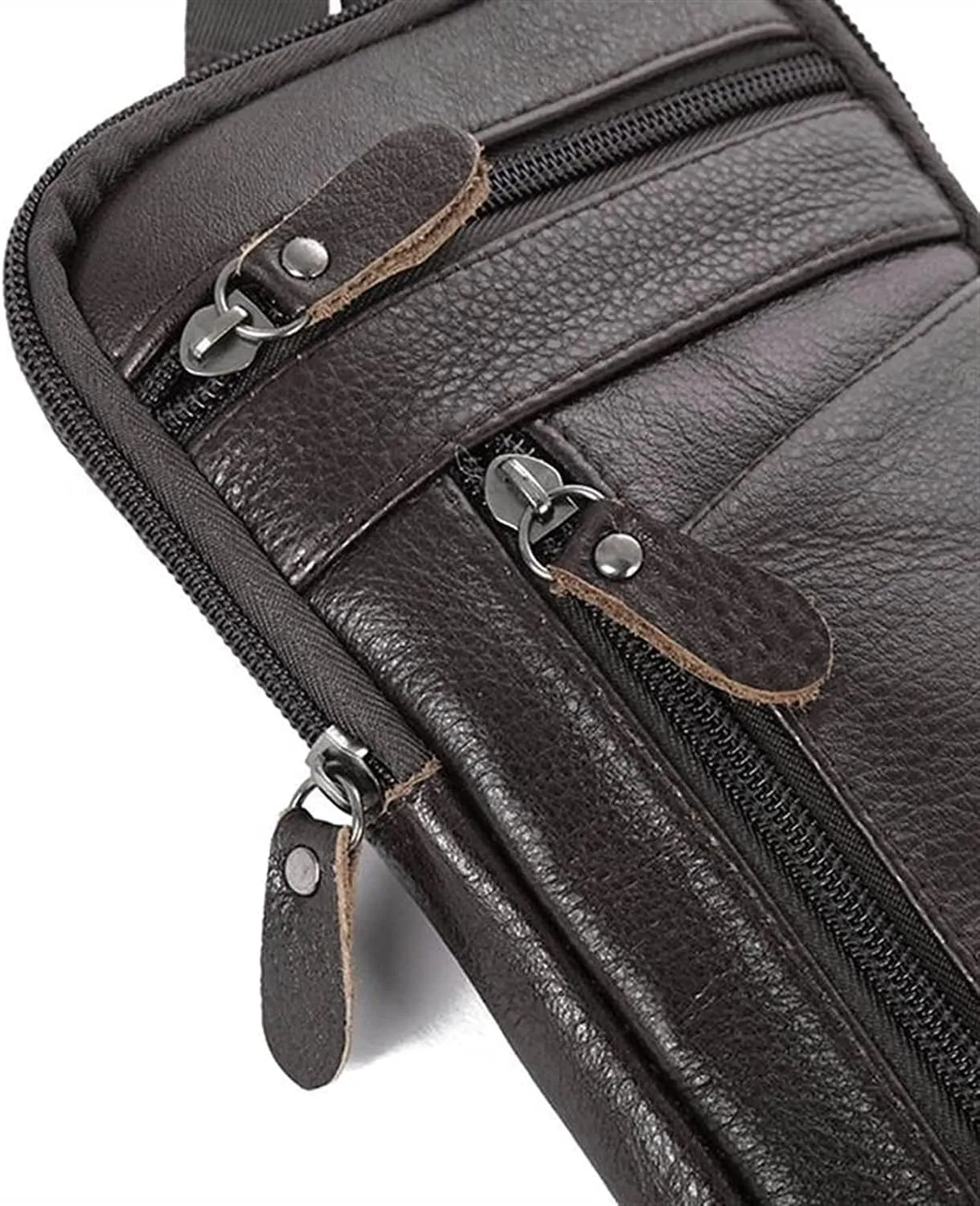 Men's Leather Fashion Phone Pouch Belt Bag Shoulder Crossbody Fanny Pack Small Crossbody Bag(Black)