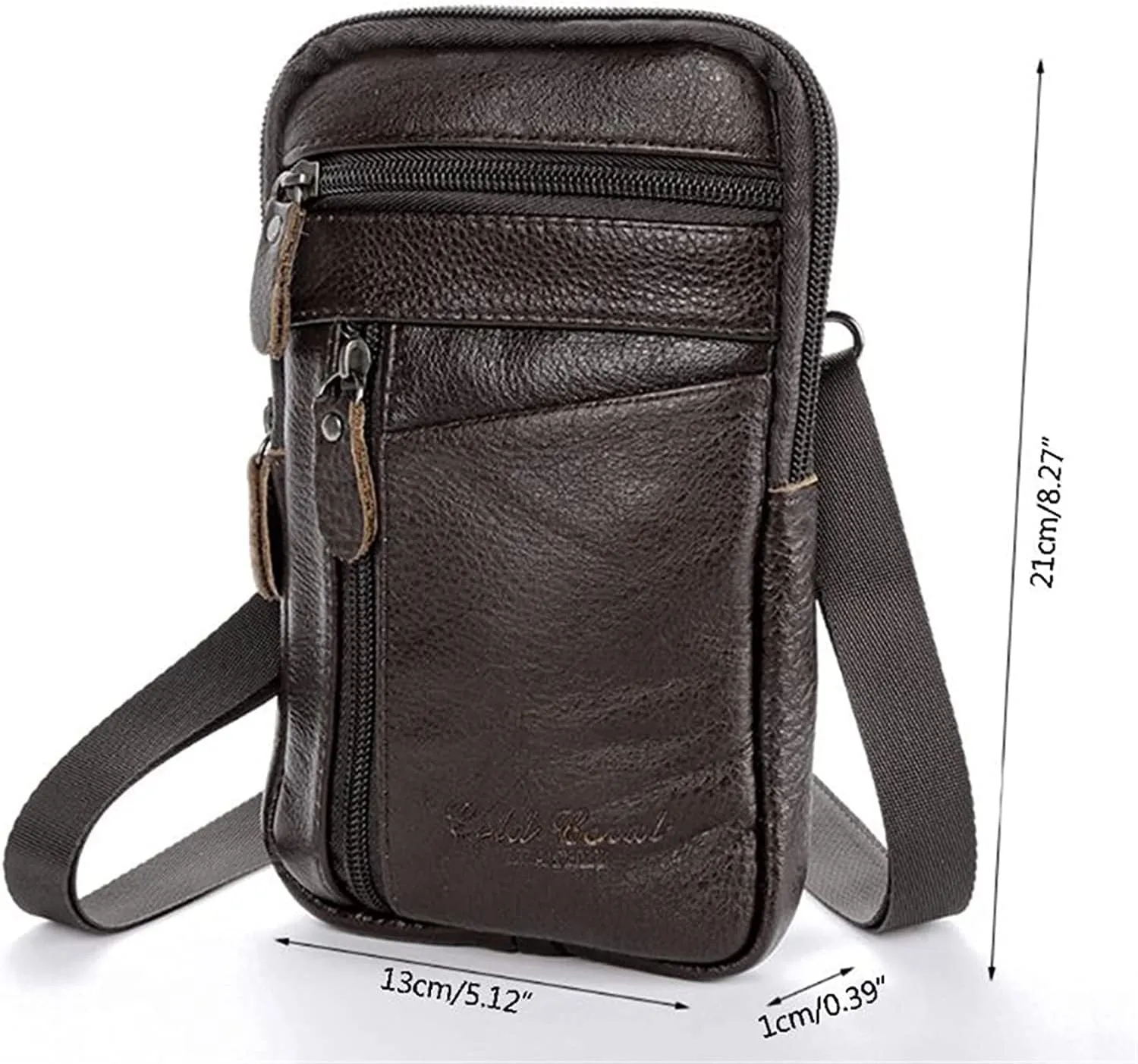 Men's Leather Fashion Phone Pouch Belt Bag Shoulder Crossbody Fanny Pack Small Crossbody Bag(Black)
