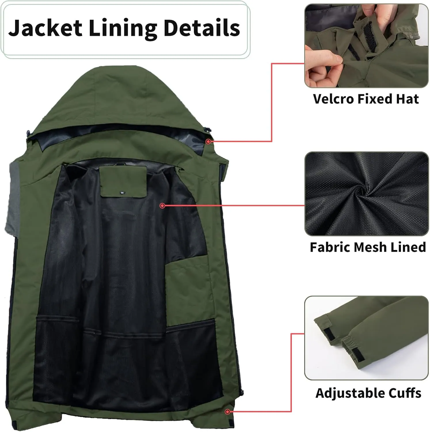 Mens Lightweight Waterproof Jacket Windproof Rain Hooded jackets for Men Hiking Cycling Travel M-7XL