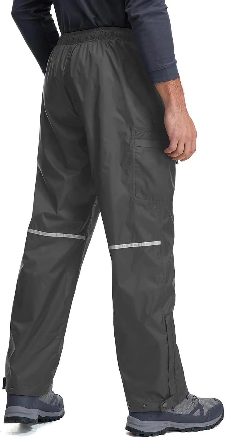 Men's Rain Pants Waterproof Over Pants Windproof Outdoor Hiking Pants for Golf, Fishing，Cycling