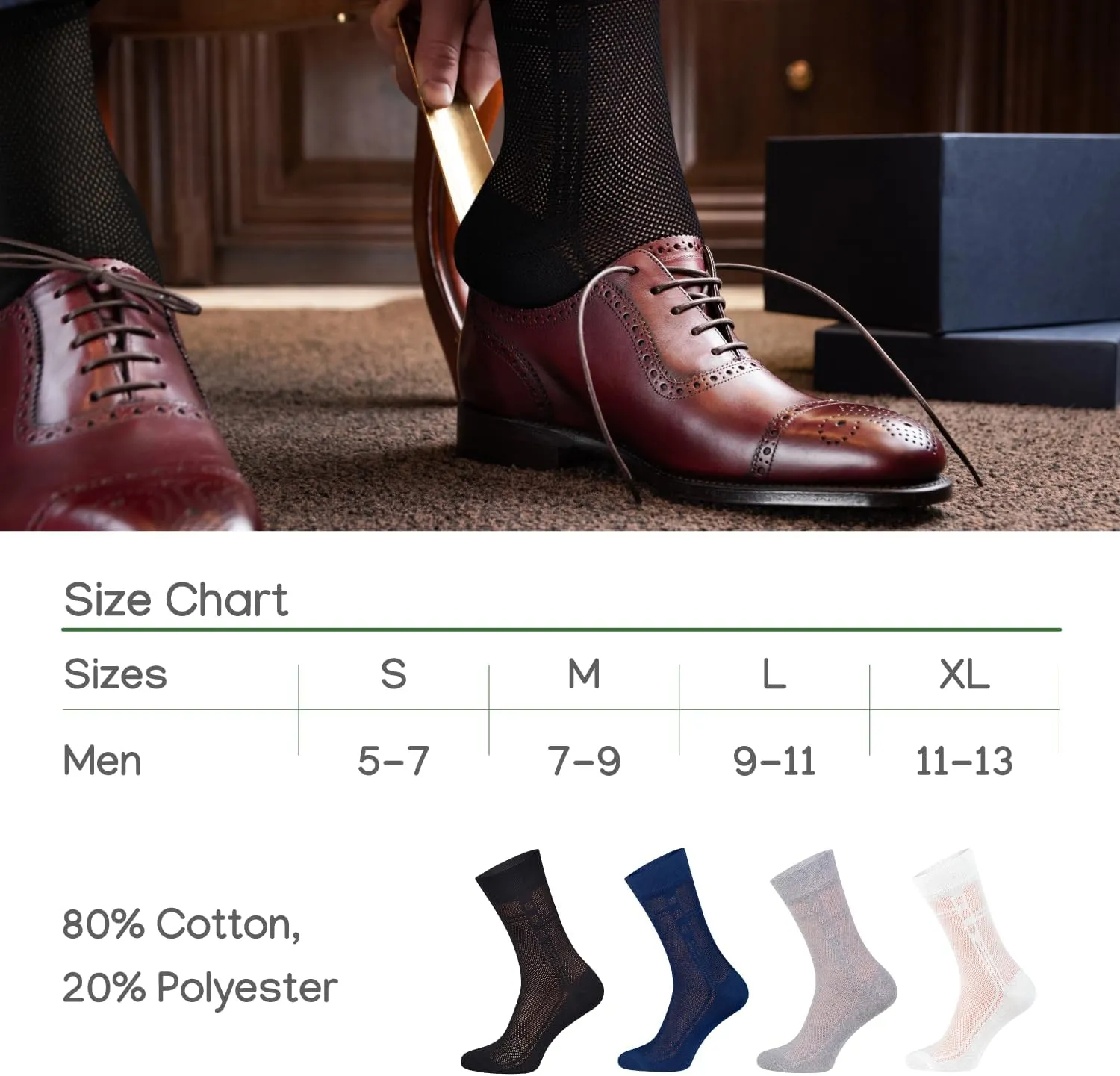 Men's Socks, Ultra Thin Breathable Cotton Mens Dress Socks (5 pack), Super Soft and Lightweight Socks for Men